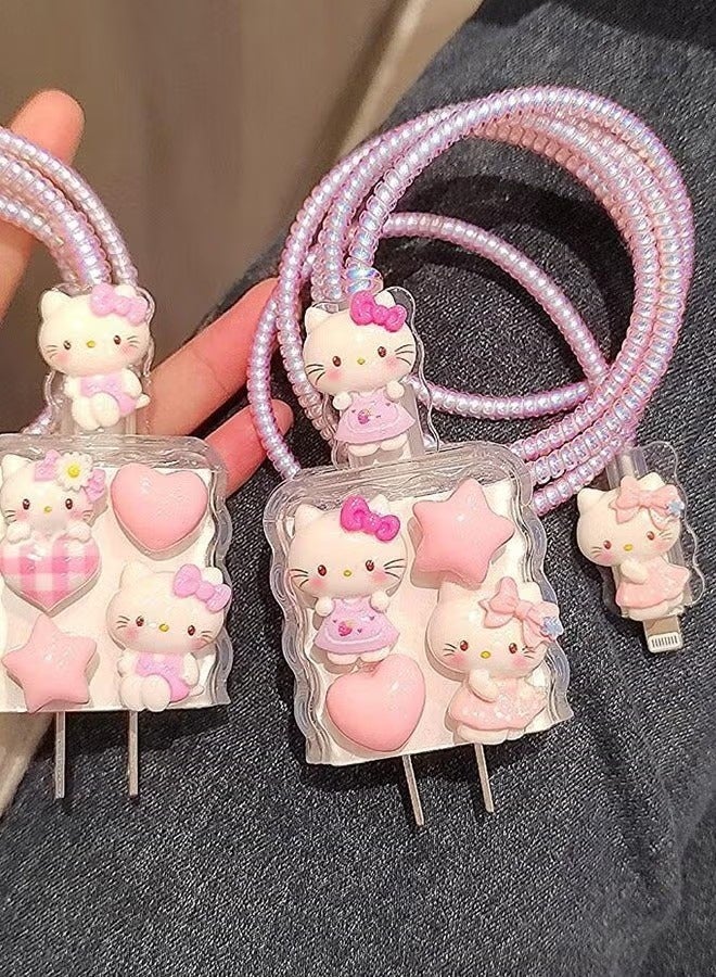 Hello Kitty 5 Pcs Cute Hello Kitty Charger Case, Cable Protector for iPhone Charger, Data Line USB Case Wire Cable Saver Phone Charger Protector for Women Girls - Image 5