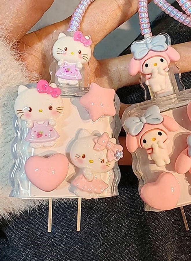 Hello Kitty 5 Pcs Cute Hello Kitty Charger Case, Cable Protector for iPhone Charger, Data Line USB Case Wire Cable Saver Phone Charger Protector for Women Girls - Image 2