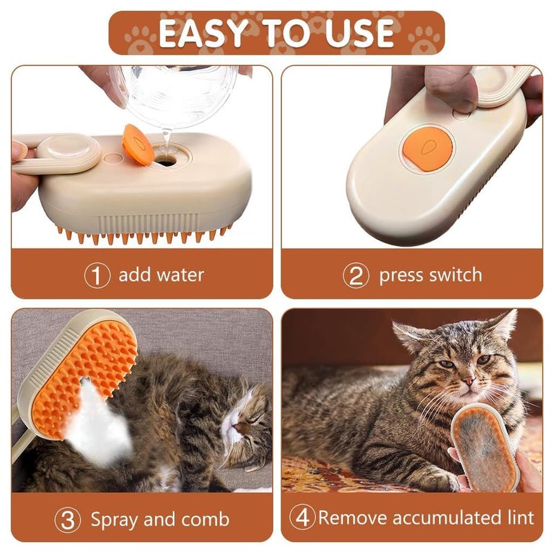 EXOMOON Cat Steam Brush, 3 in 1 Pet Hair Removal Comb, Pet Steam Brush for Dogs and Cats to Remove Knotted Hair, Massage and Detangle, Steam Pet Brush for Cats for All Pets.(Multicolor) - Image 5