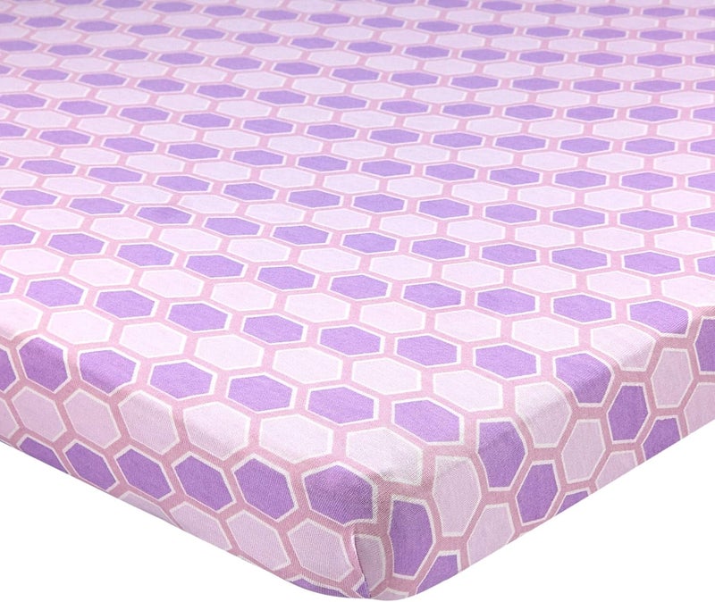 Abstract Jersey Cotton Knit Cradle Sheets - Ultra Soft Cradle Sheets Fitted 18" x 36" for Boys Girls Baby - Universal - Snug Fitted 6" Deep Pocket - Cotton - 18"x36" (Honeycomb Lavender) - Image 1