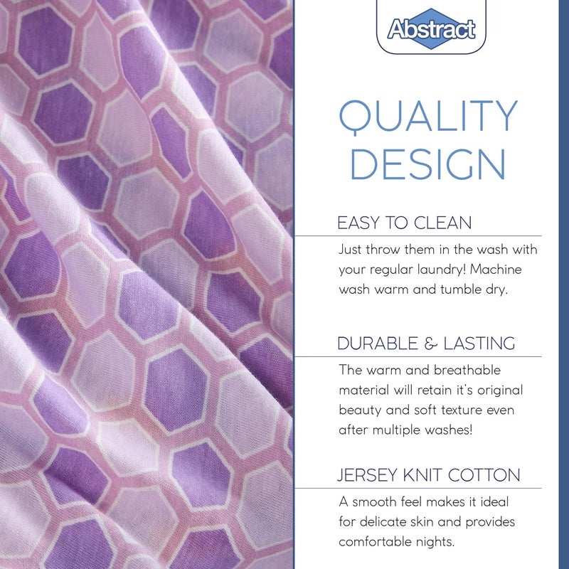 Abstract Jersey Cotton Knit Cradle Sheets - Ultra Soft Cradle Sheets Fitted 18" x 36" for Boys Girls Baby - Universal - Snug Fitted 6" Deep Pocket - Cotton - 18"x36" (Honeycomb Lavender) - Image 3