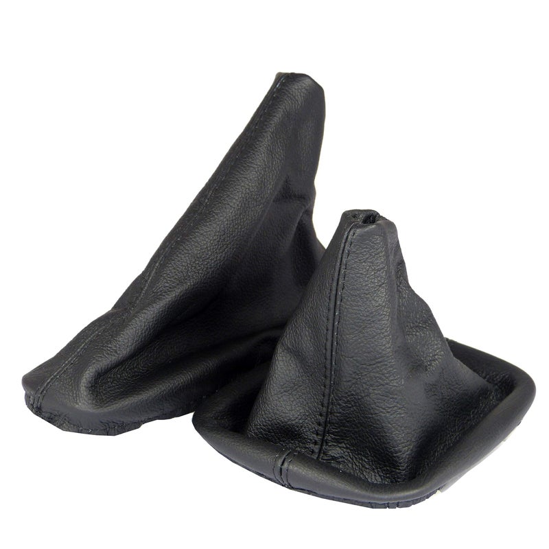 Generic L & P Car Design L&P A0019 Gear Stick Boot and Handbrake Gaiter Compatible with BMW 3 Series E46 100% Genuine Leather Black - Image 1