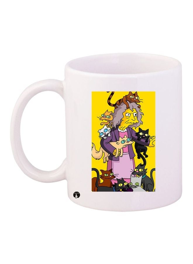 The Simpsons Printed Coffee Mug White/Yellow/Purple 11ounce