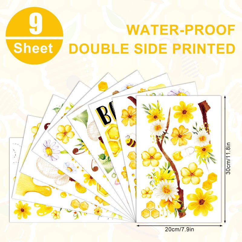 وولاين Whaline 90pcs Bee Window Clings Daisy Honeycomb Honey Bee Kind Window ملصقات نافذة مائية قابلة للإزالة - Image 5