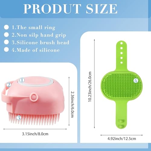 Agirav Tails 3 Pcs Self Cleaning Slicker Shedding Brush Tick Remover Shower Bathing Pet Bath Massage Brush With Soap & Shampoo Dispenser Soft Silicone Bristle For Long Short Haired Dogs Cats Shower - Image 5