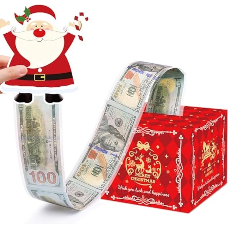 Money Box for Cash Gift Pull, Surprise Money Gift Boxes for Kids Adults with 100Pcs Transparent Bags - Fun Ways to Give Cash as A for Your Loved Ones, Red - Image 1