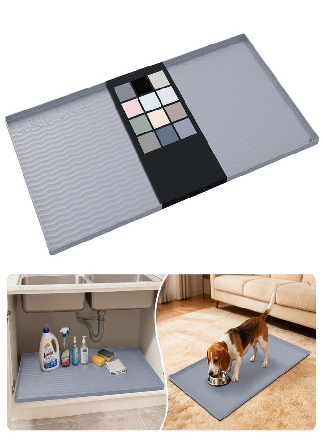 URMONA Waterproof Silicone Undersink Mat, Shelf Liner for Kitchen and Bathroom Furniture, Furniture Protector and Countertop, Bed Mat (Light Grey, 55 x 101 cm) - Image 1
