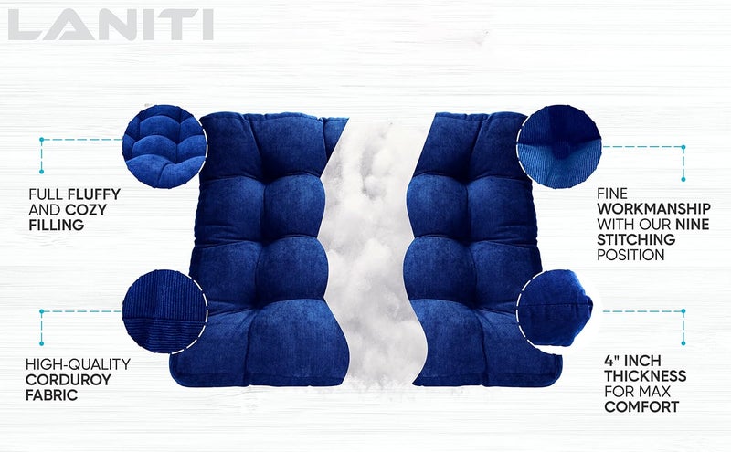 LANITI 24” Inch Extra Large Floor Cushions Tufted Floor Pillow for Adults Square Meditation Ultimate Comfort Oversized Pillows for Floor Cushion (Navy) - Image 3