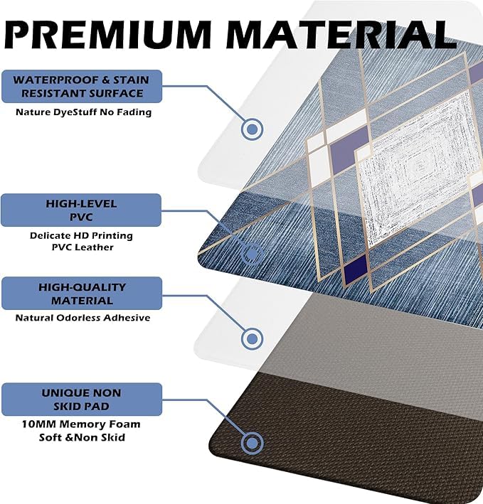 KRLZ Kitchen Mats for Floor NonSlip Memory Foam Kitchen Mat Waterproof Cushioned Anti Fatigue Mat 2 Piece Ergonomic Standing Mat for Bar OfficeDesk Laundry40 120cm40 60cm M2 - Image 4