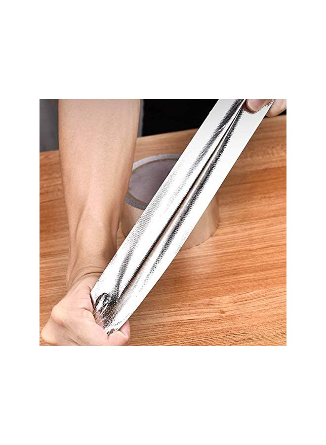 PROMASS HAOT Glass Fiber Cloth Aluminum Foil Tape, Fireproof Self-Adhesive Tape High Temperature Leak Proof Tin Foil Paper Duct Tape Seal Pipe Insulation Tear Resistance Metal Repair 2" x 82' Roll - Silver  - Image 4