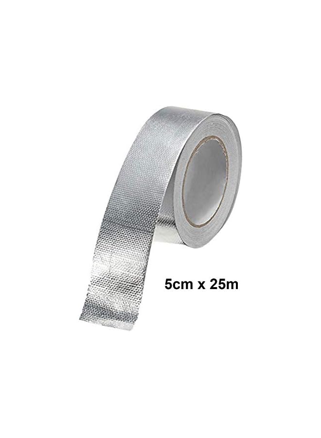 PROMASS HAOT Glass Fiber Cloth Aluminum Foil Tape, Fireproof Self-Adhesive Tape High Temperature Leak Proof Tin Foil Paper Duct Tape Seal Pipe Insulation Tear Resistance Metal Repair 2" x 82' Roll - Silver  - Image 2