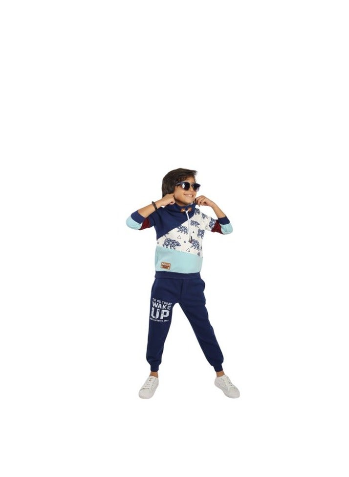 CHOiCE Wake Up Bear" Kids Tracksuit - Stylish and Comfortable for Everyday Wear color Navy Blue X Sky Blue, code 163 - Image 1