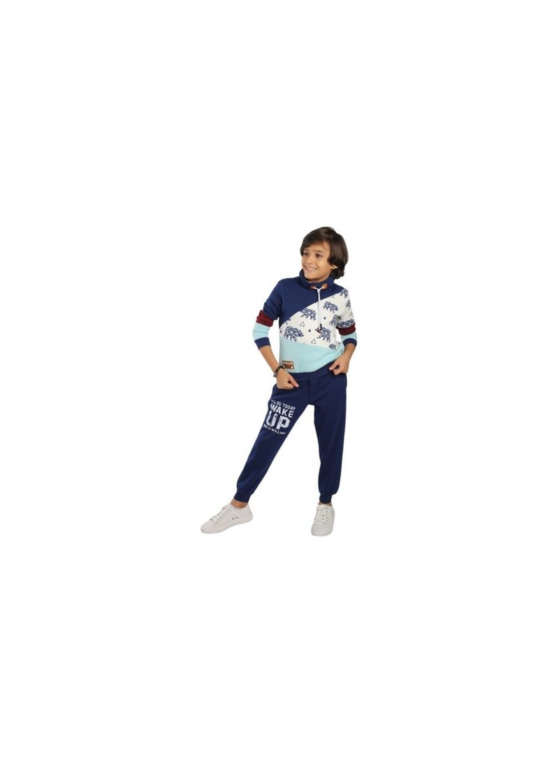 CHOiCE Wake Up Bear" Kids Tracksuit - Stylish and Comfortable for Everyday Wear color Navy Blue X Sky Blue, code 163 - Image 2