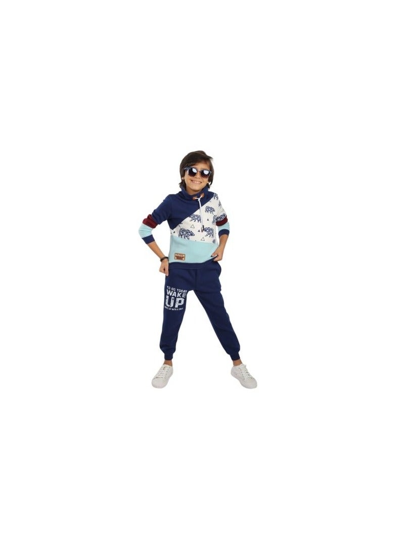 CHOiCE Wake Up Bear" Kids Tracksuit - Stylish and Comfortable for Everyday Wear color Navy Blue X Sky Blue, code 163 - Image 3