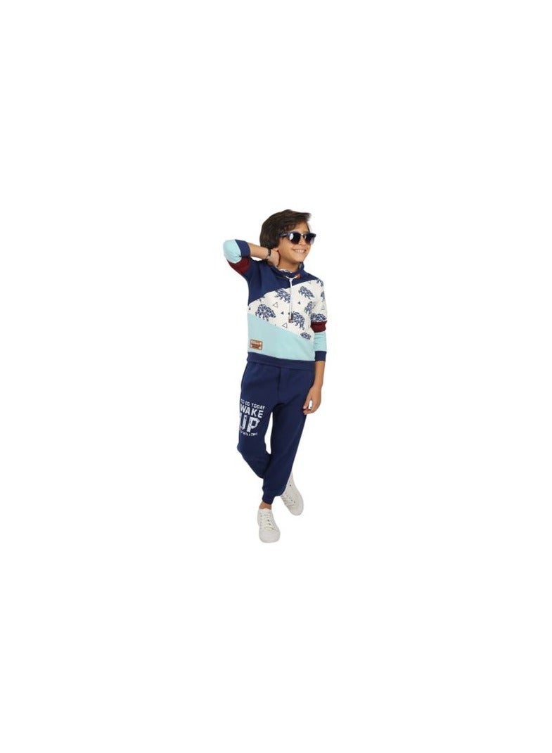 CHOiCE Wake Up Bear" Kids Tracksuit - Stylish and Comfortable for Everyday Wear color Navy Blue X Sky Blue, code 163 - Image 4