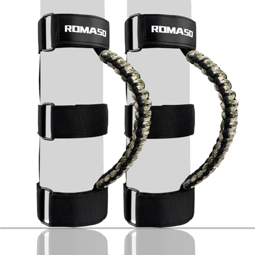 ROMASO Grab Handles for Jeep WranglerRoll Bar Grab Handles for Jeep Wrangler YJ TJ JK JLGladiator JT 19862025Paracord Grip HandlesMixed OlivePack of 2