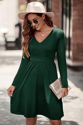 ULTRANICE Green Long Sleeve Womens Dresses 2025 Fashion Clothes Trendy Spring V Neck Casual Wedding Guest Dresses Semi Formal Party Vavation Outfits Plus Size Dress with Pockets(Green D,XL) - Image 4