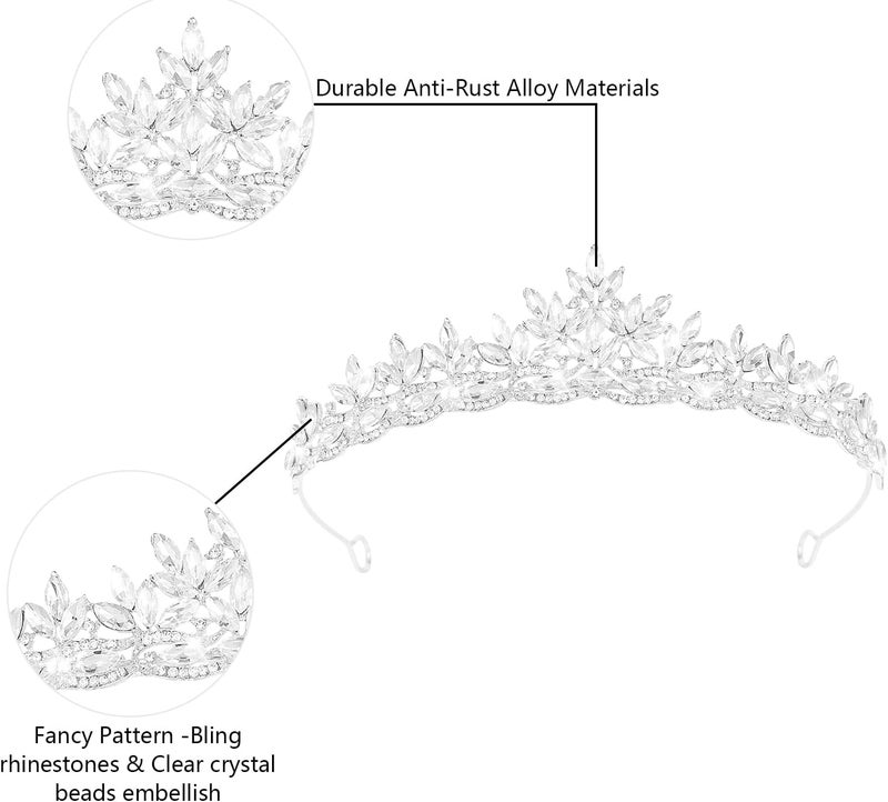 JITINX Crystal Crowns for Women, Crystal Bubble TiaraBride Royal Queen Headband Princess Headpieces for Women Bridal Wedding Prom Birthday Party Crowns - Image 4