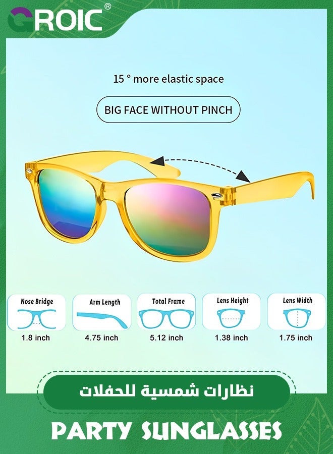 GROIC 6 PCS Retro Neon Colors Party Sunglasses,Jelly lens Glasses Bulk Favors for Unisex Adults Teens,UV Protection Classic Sun - Image 3