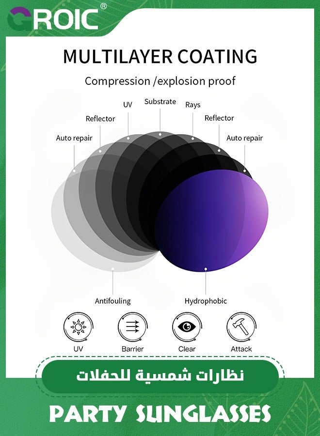 GROIC 6 PCS Retro Neon Colors Party Sunglasses,Jelly lens Glasses Bulk Favors for Unisex Adults Teens,UV Protection Classic Sun - Image 2