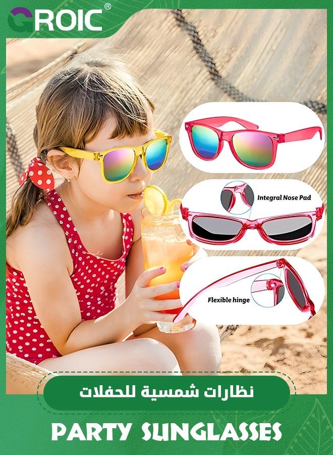 GROIC 6 PCS Retro Neon Colors Party Sunglasses,Jelly lens Glasses Bulk Favors for Unisex Adults Teens,UV Protection Classic Sun - Image 5