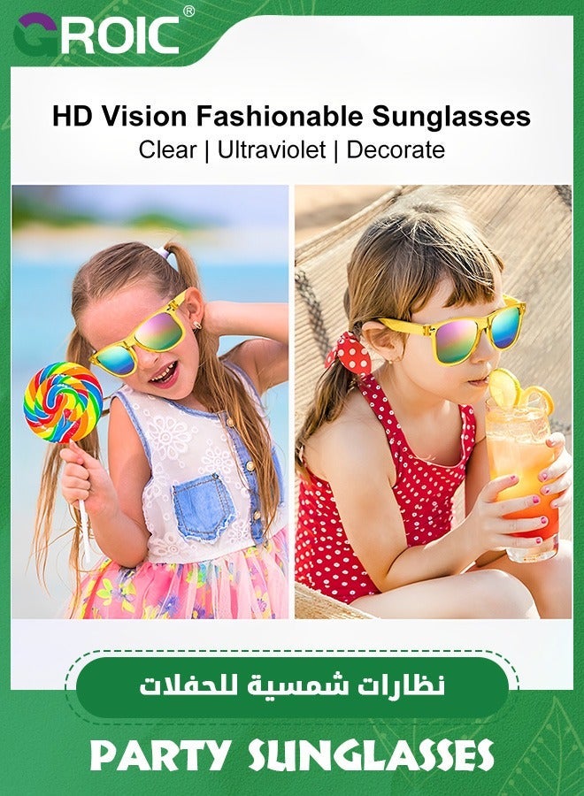 GROIC 6 PCS Retro Neon Colors Party Sunglasses,Jelly lens Glasses Bulk Favors for Unisex Adults Teens,UV Protection Classic Sun - Image 4