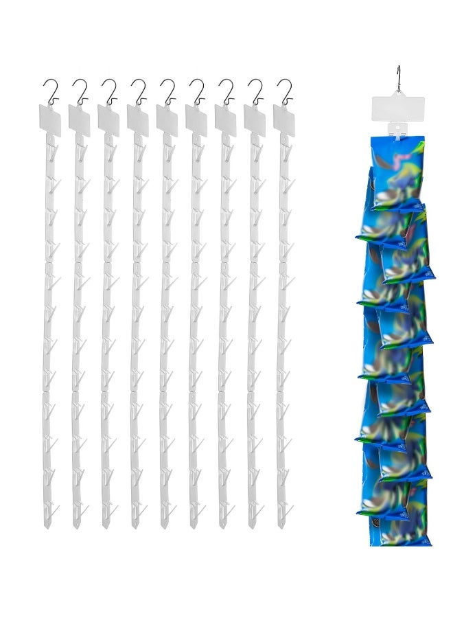 12 Pieces Station Hanging Merchandise Strips with Hooks Merchandise Display Clip on Strip with Label Header for Retail Store Display  - Image 1