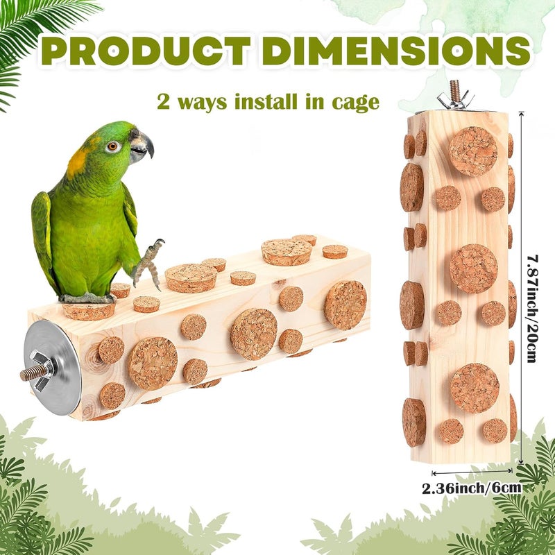 Skyygemm 2 Pieces Bird Chew Toy Wooden Foraging Toys for Birds Parrot Cork Stopper Toys Woodpecker Feeding Toy for Macaws, Small Parakeets, Conures, Budgies, Finches Conure Cockatiel - Image 2