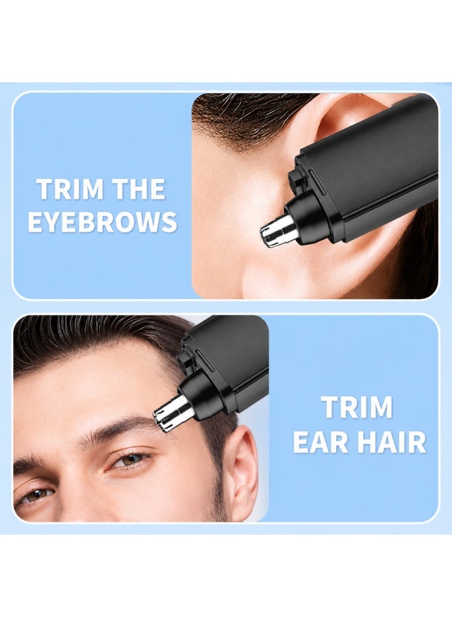 LA LUSH 2-in-1 Electric Ear & Nose Hair Trimmer for Men & Women, USB Rechargeable Facial Hair & Eyebrow Trimmer, Dual Detachable Heads, Portable Painless Grooming Shaver - Black - Image 4