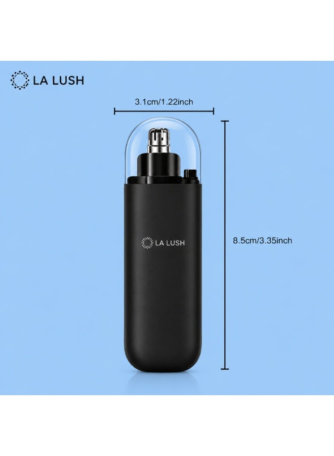LA LUSH 2-in-1 Electric Ear & Nose Hair Trimmer for Men & Women, USB Rechargeable Facial Hair & Eyebrow Trimmer, Dual Detachable Heads, Portable Painless Grooming Shaver - Black - Image 2