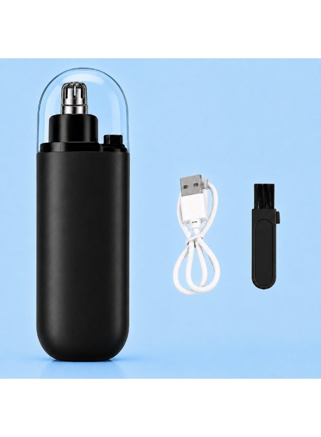 LA LUSH 2-in-1 Electric Ear & Nose Hair Trimmer for Men & Women, USB Rechargeable Facial Hair & Eyebrow Trimmer, Dual Detachable Heads, Portable Painless Grooming Shaver - Black - Image 1