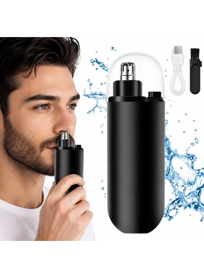 LA LUSH 2-in-1 Electric Ear & Nose Hair Trimmer for Men & Women, USB Rechargeable Facial Hair & Eyebrow Trimmer, Dual Detachable Heads, Portable Painless Grooming Shaver - Black - Image 1