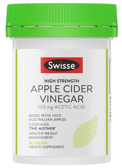 Swisse High Strength Apple Cider Vinegar - 120mg Acetic Acid - Made with 100% Australian Apples - Contains the Mother - Healthy Weight Management - 60 Tables - Health Supplement  - Image 1