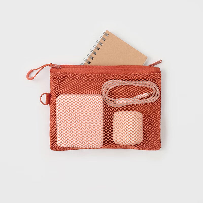 JD Jing Zao MUJI Recycled Polyester Fiber, Double Zipper Bag, Travel Bag, Orange L - Image 1