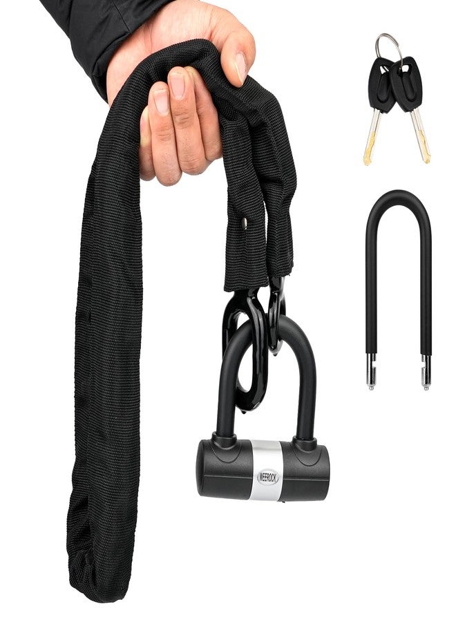 WEEROCK Bike Chain Lock Heavy Duty 4.85 lbs with 2 Keys, 3.77 ft Anti-Theft Motorcycle U Lock with 8MM Thick Dual U-Shackles (One Lock Body), Multi-Purpose for Bicycle, Motorcycles, Gate - Image 1