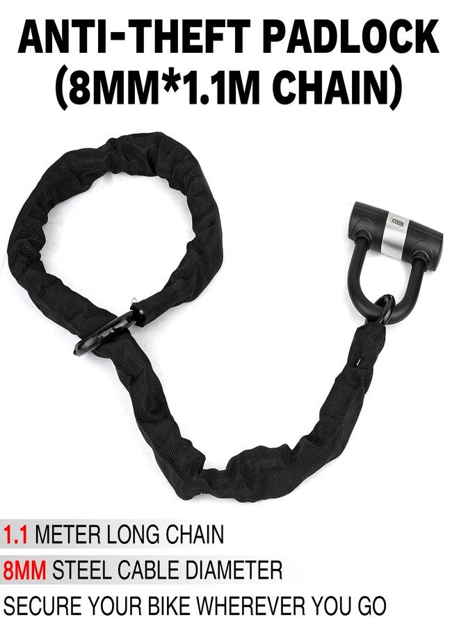 WEEROCK Bike Chain Lock Heavy Duty 4.85 lbs with 2 Keys, 3.77 ft Anti-Theft Motorcycle U Lock with 8MM Thick Dual U-Shackles (One Lock Body), Multi-Purpose for Bicycle, Motorcycles, Gate - Image 4