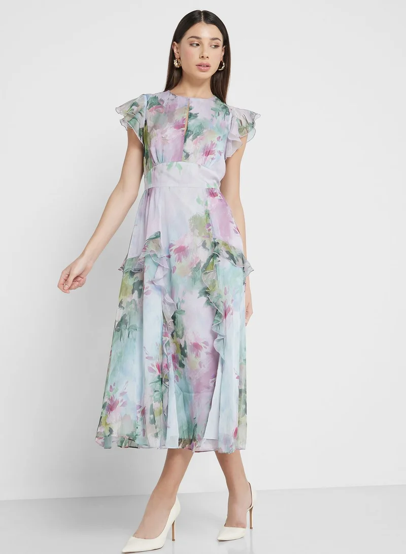 Ted Baker Floral Ruffle Midi Dress