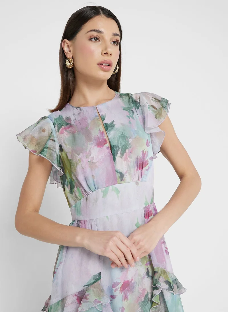 Ted Baker Floral Ruffle Midi Dress