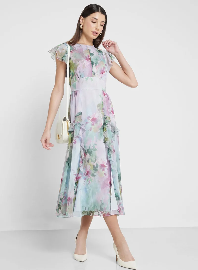 Ted Baker Floral Ruffle Midi Dress