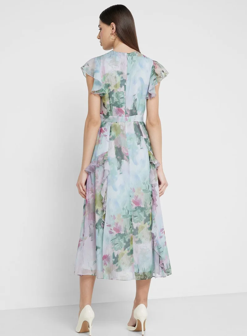 Ted Baker Floral Ruffle Midi Dress