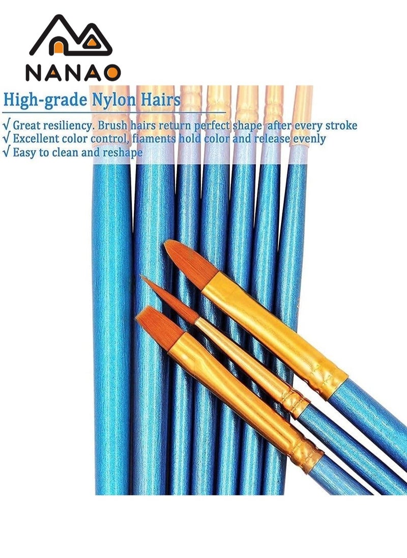 NANAO - 14 Pcs Artist painting brush senior hair artist flat dot brush set, Paint Brush Set for Watercolor Acrylic Painting, Oil Painting, Nail Art, Body Painting supplies with Palette and Carrying Case - Image 1