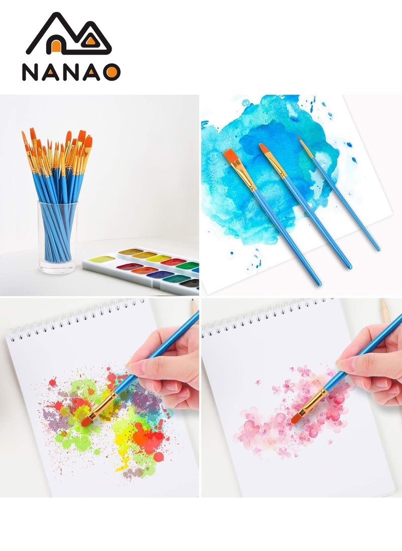 NANAO - 14 Pcs Artist painting brush senior hair artist flat dot brush set, Paint Brush Set for Watercolor Acrylic Painting, Oil Painting, Nail Art, Body Painting supplies with Palette and Carrying Case - Image 1