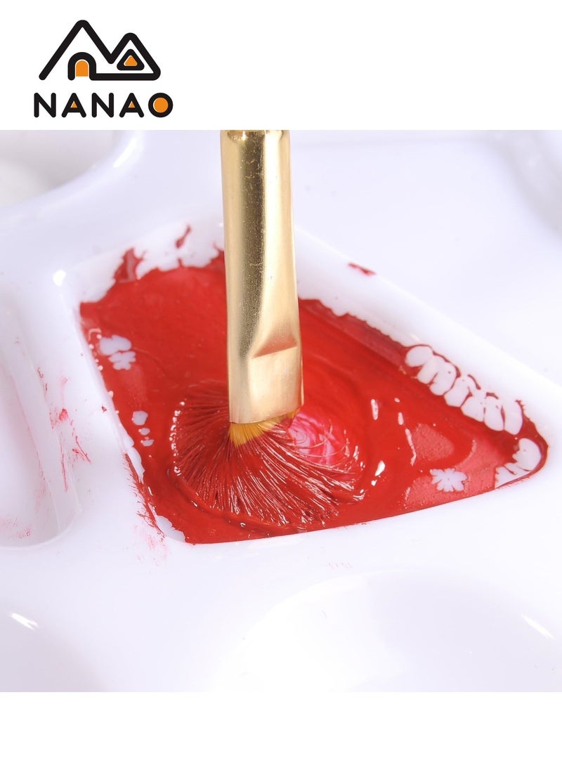 NANAO - 14 Pcs Artist painting brush senior hair artist flat dot brush set, Paint Brush Set for Watercolor Acrylic Painting, Oil Painting, Nail Art, Body Painting supplies with Palette and Carrying Case - Image 1