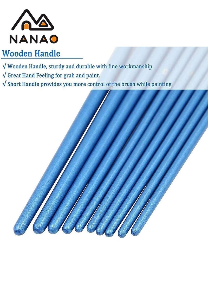 NANAO - 14 Pcs Artist painting brush senior hair artist flat dot brush set, Paint Brush Set for Watercolor Acrylic Painting, Oil Painting, Nail Art, Body Painting supplies with Palette and Carrying Case - Image 1