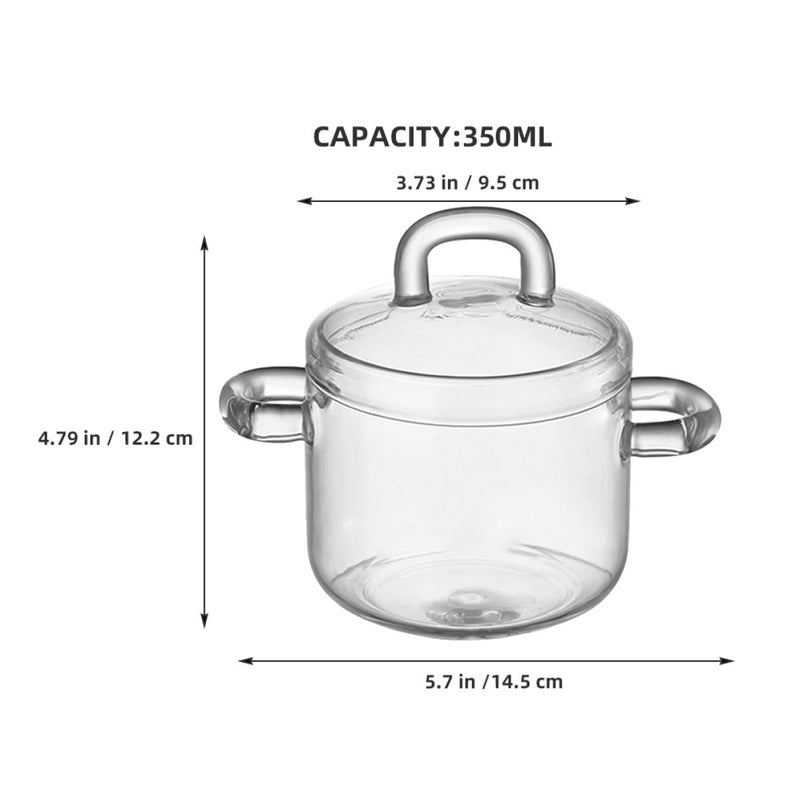 Borosilicate Glass Saucepan with Lid 350ml Heat Resistant for Soups Stews Pasta - Image 3