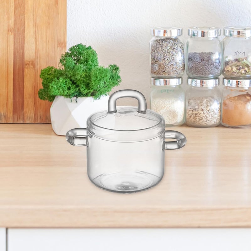 Borosilicate Glass Saucepan with Lid 350ml Heat Resistant for Soups Stews Pasta - Image 5