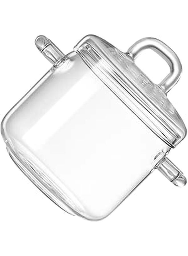 Borosilicate Glass Saucepan with Lid 350ml Heat Resistant for Soups Stews Pasta - Image 1
