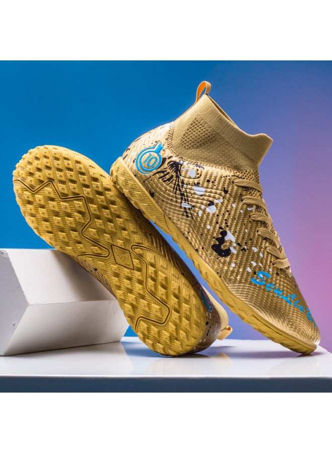 High-top Soccer Shoes For Boys And Girls, Turf Shoes Tf, Adult Training Shoes, Breathable And Anti-slip Long Studs Professional Sports Shoes