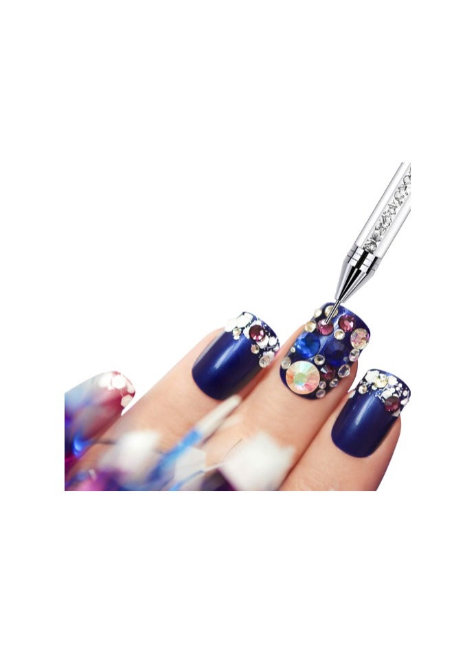 SOLASTA - 2 Pieces Rhinestone Picker Dotting Pen, Dual-ended Rhinestone Gems Crystals Studs Picker Wax Pencil Pen Crystal Beads Handle Manicure Nail Art DIY Decoration Tool (Golden and Red) - Image 1