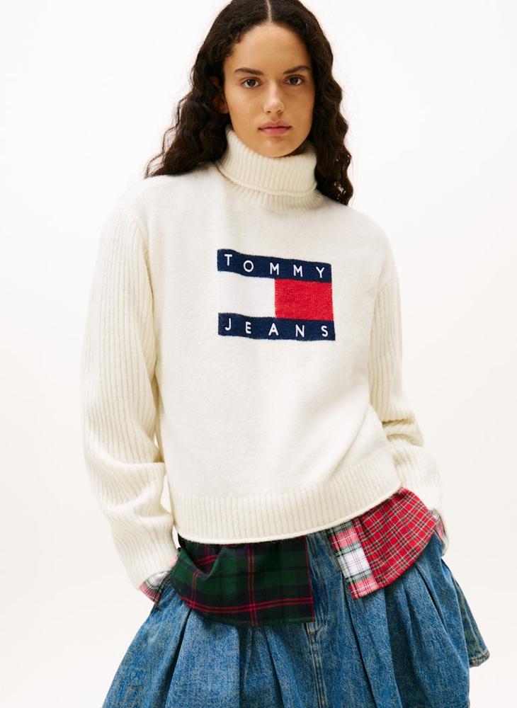 TOMMY JEANS Logo Turtle Neck Pullover Sweater - Image 1